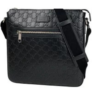 Gucci Guccissima Messenger Bag GG Shoulder Shima Guccissima Leather Black